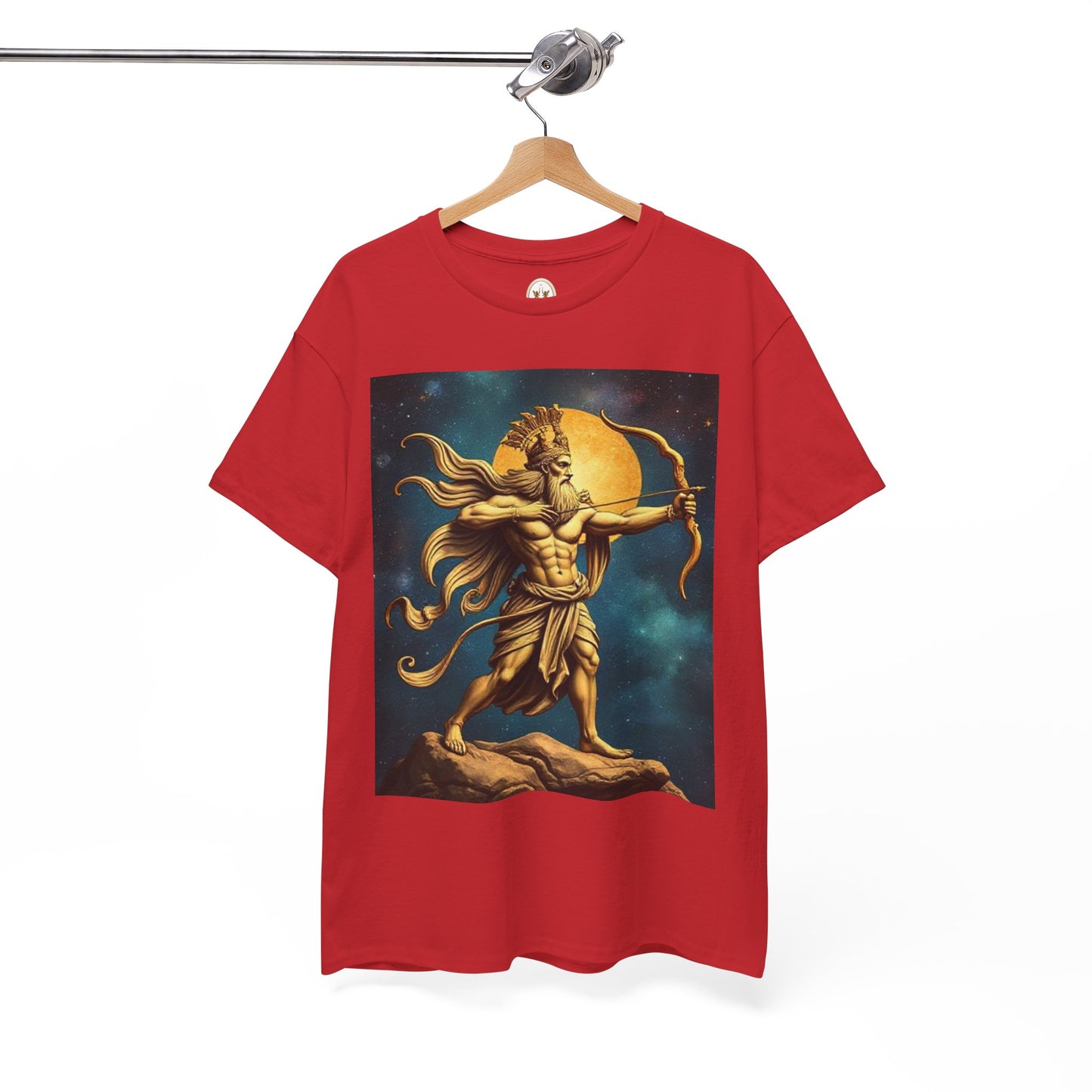 Unisex Heavy Cotton T-Shirt, Midnight Arrow v1, Sagittarius Zodiac Design
