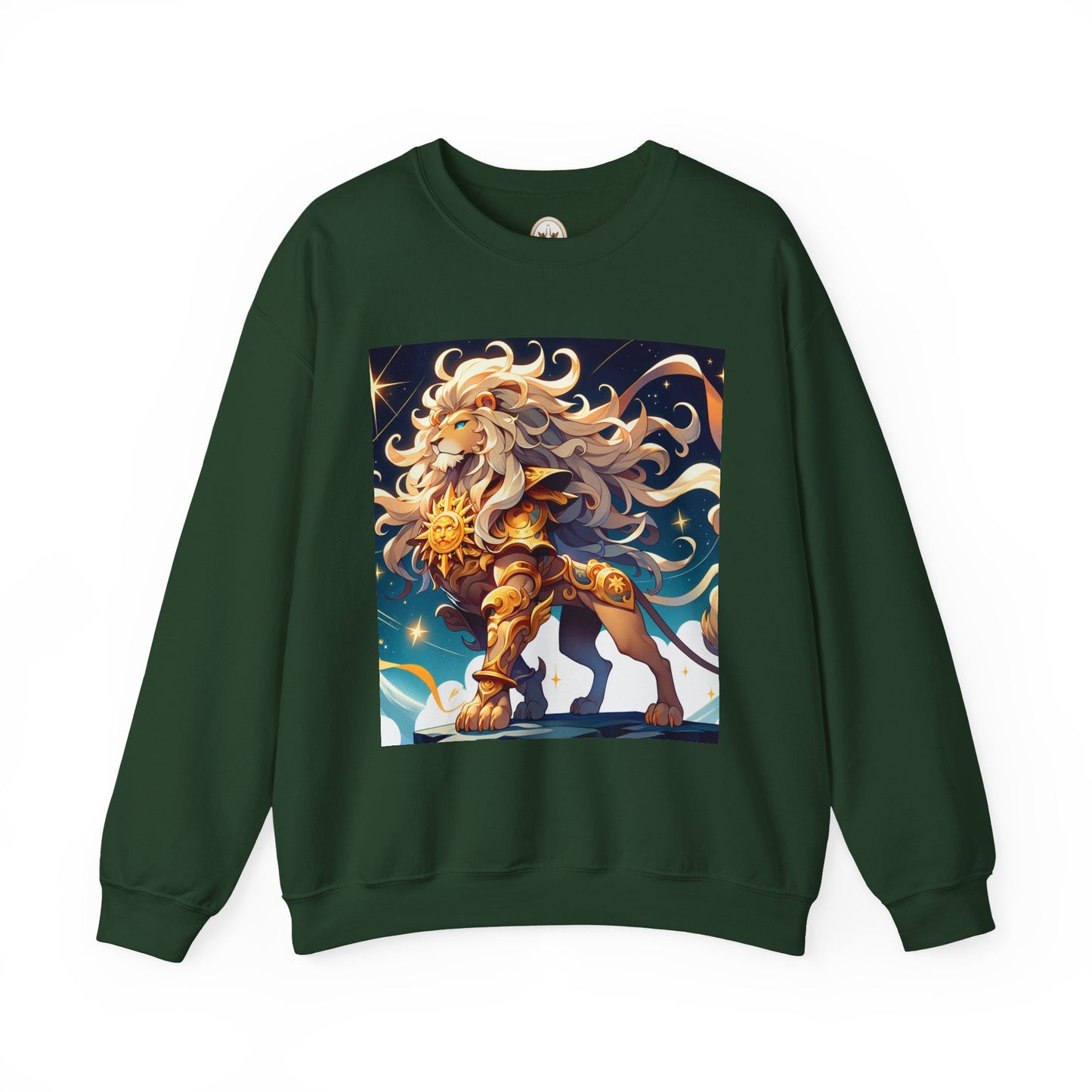 Unisex Heavy Blend™ Crewneck Sweatshirt,Cool Lion with White Hair, Leo Zodiac Design