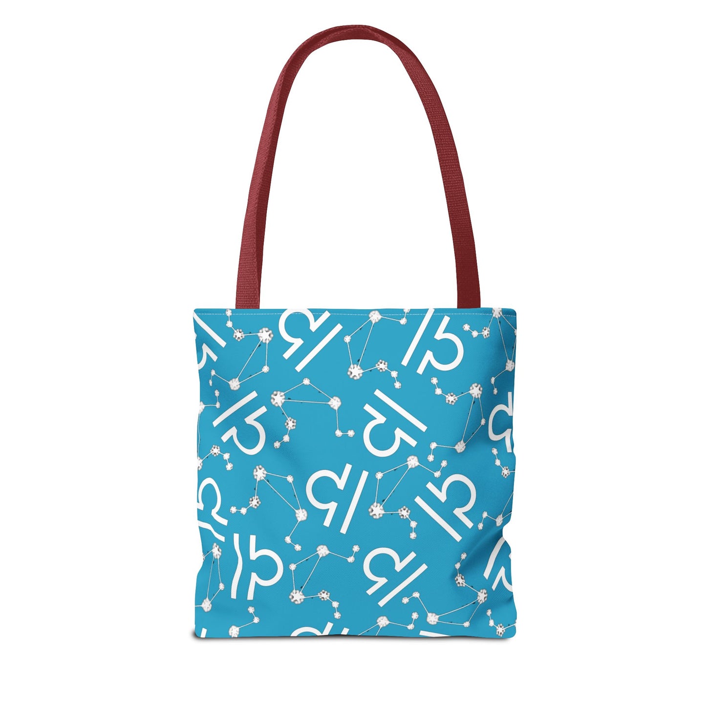 Tote Bag, Libra Zodiac Sign, AOP, (Turquoise, White)