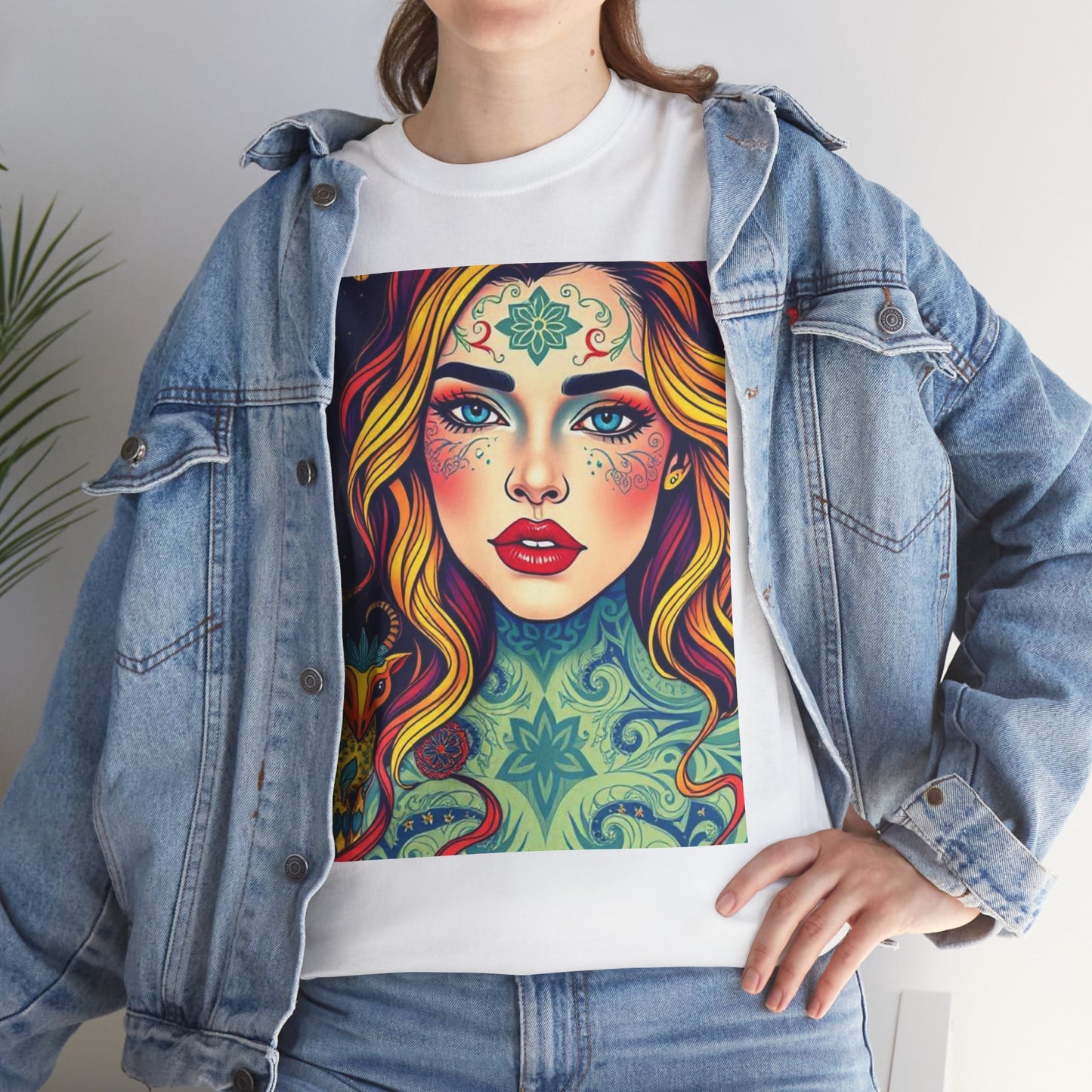 Unisex Heavy Cotton T-Shirt, Aquarius, Zodiac v2, Sexy Art