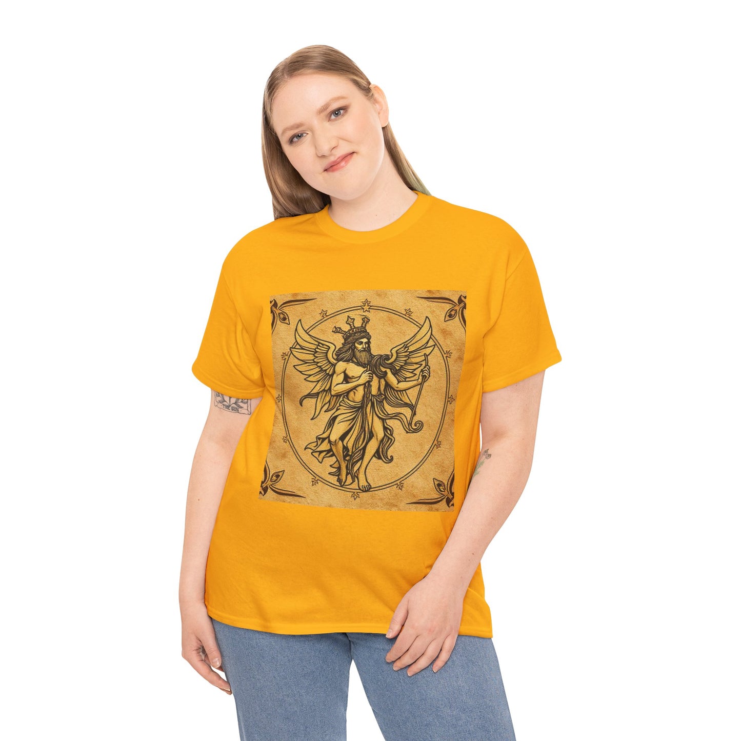 Unisex Heavy Cotton T-Shirt, Pencil Art v1, Gemini Zodiac Design
