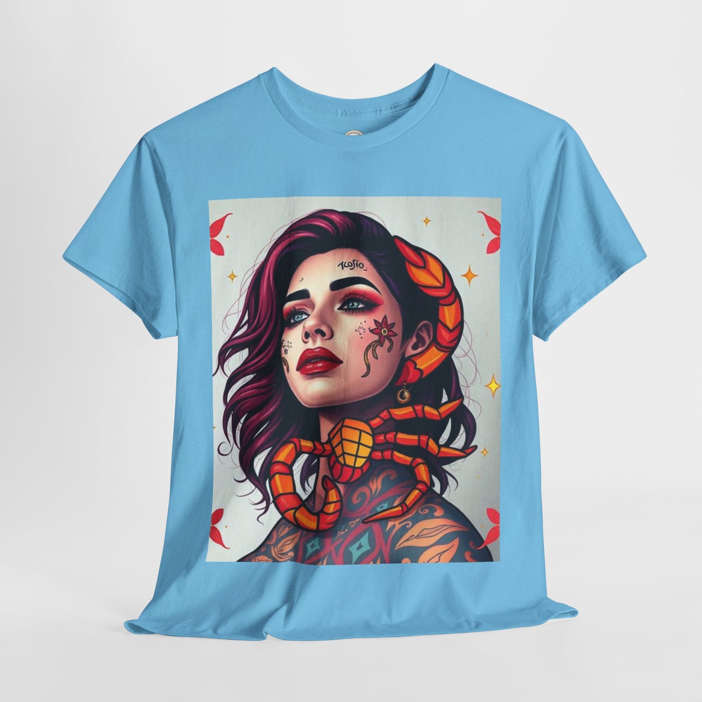 Unisex Heavy Cotton T-Shirt, Scorpio, Zodiac v3, Sexy Art