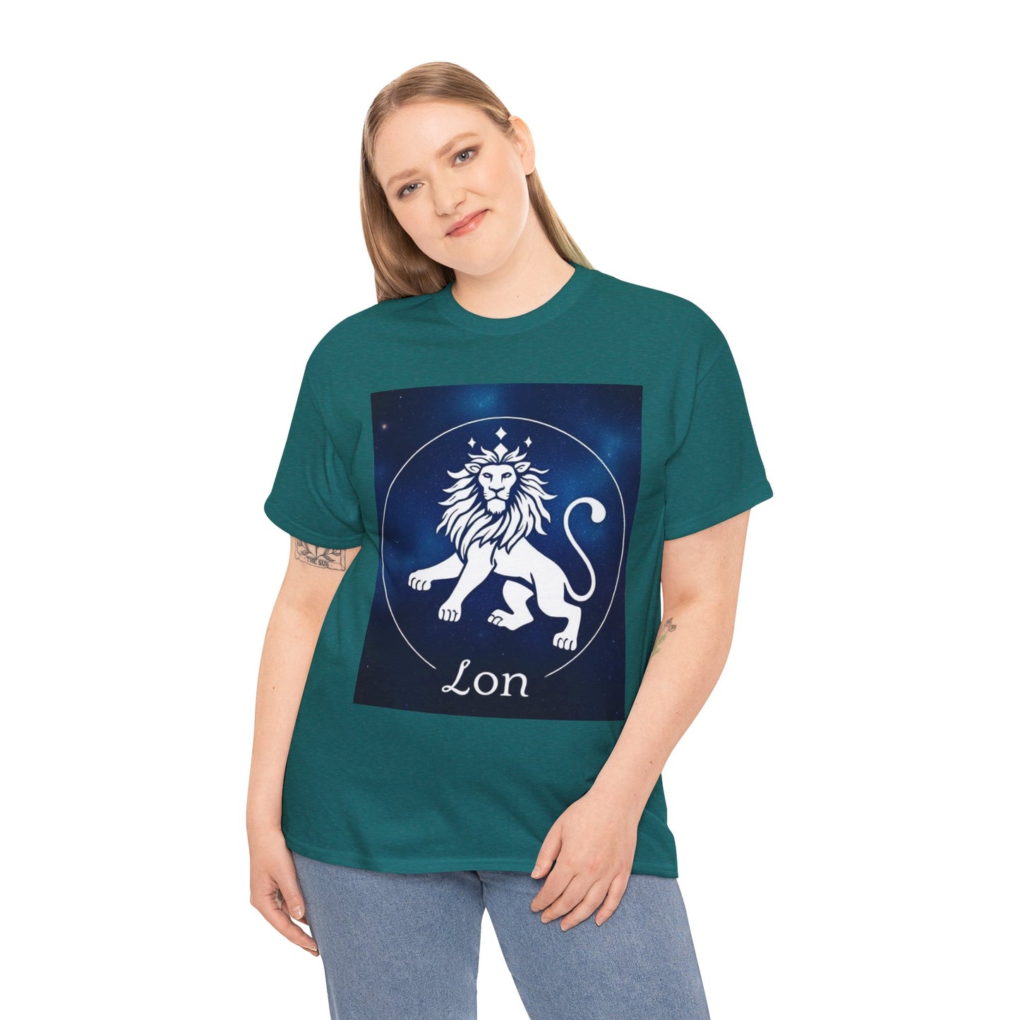 Unisex Heavy Cotton T-Shirt, Space Lion v1, Leo Zodiac Design