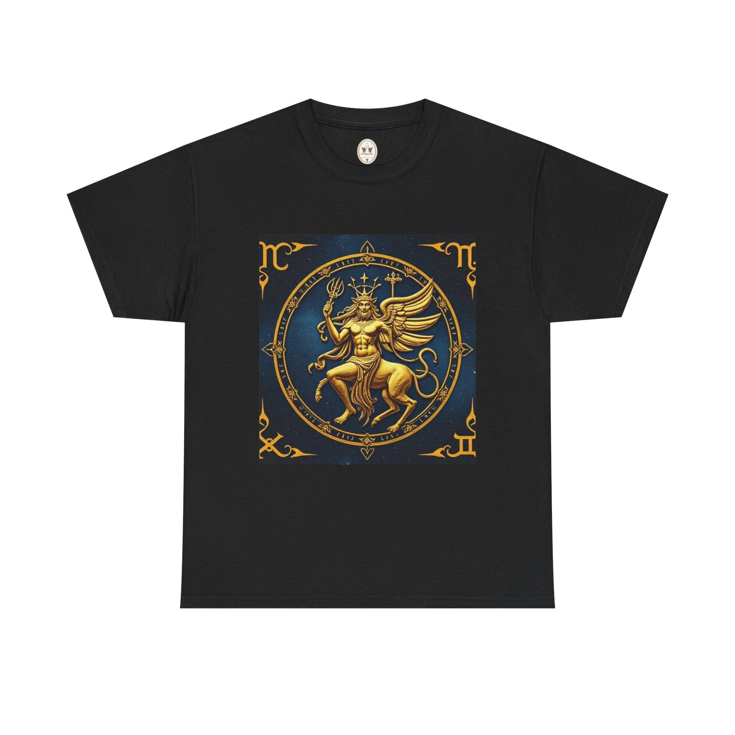 Unisex Heavy Cotton T-Shirt, Gold Angel, Symbol, Virgo Zodiac Design