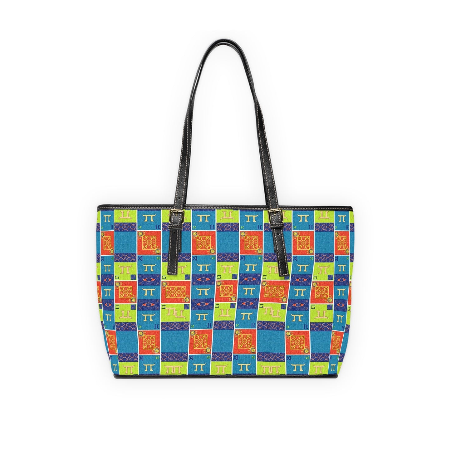 Leather Shoulder Bag, Gemini, Zodiac v1, Shapes Pattern