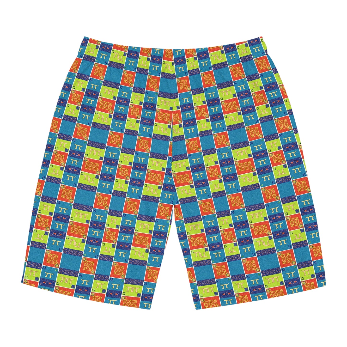 Men's Board Shorts, (AOP), Gemini, Zodiac v2, Shape Pattern