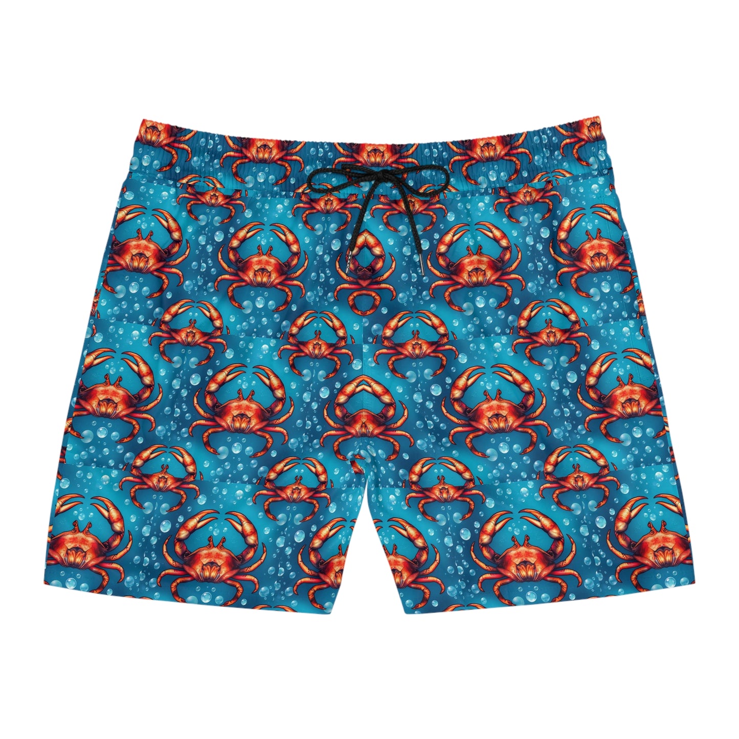 Men's Mid-Length Swim Shorts, (AOP), Cancer, Zodiac v4, Bubble Pattern