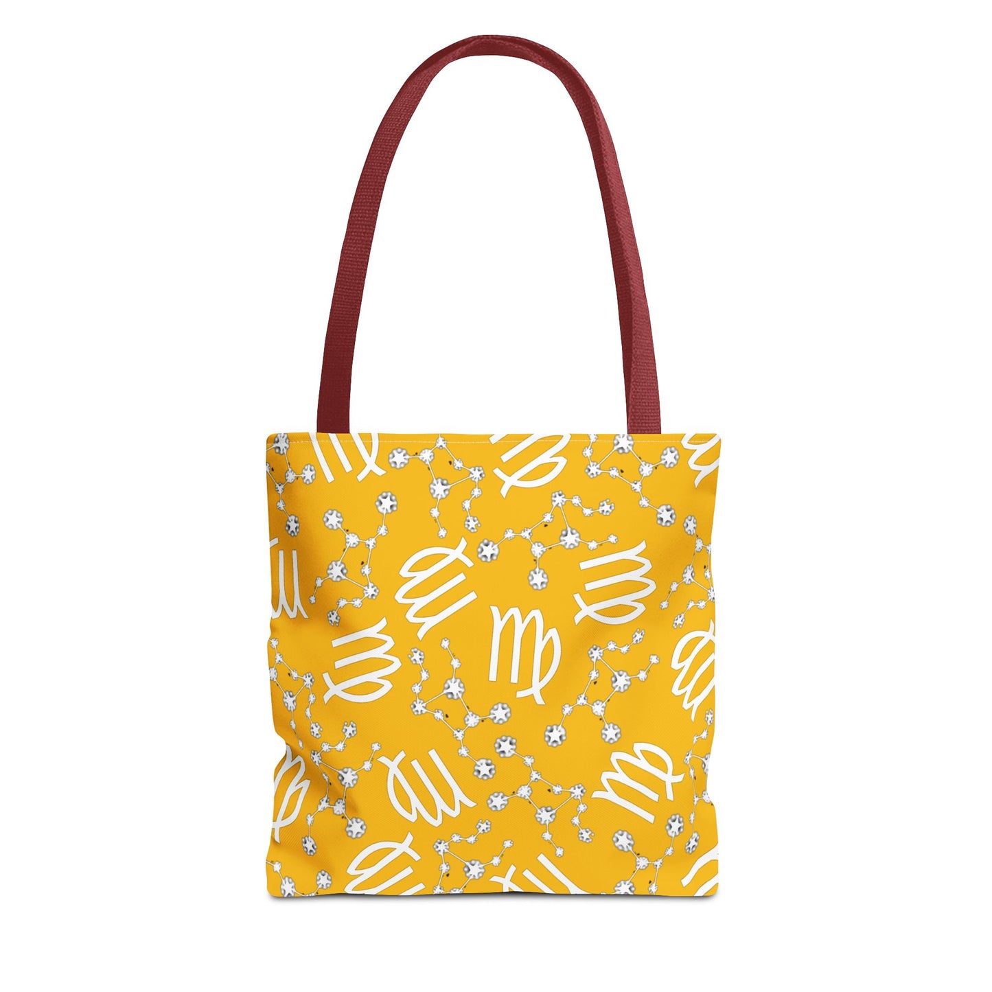 Tote Bag, Virgo Zodiac Sign, AOP, (Yellow White)