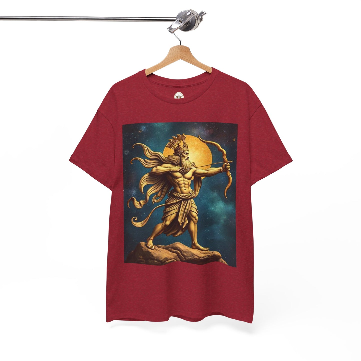 Unisex Heavy Cotton T-Shirt, Midnight Arrow v1, Sagittarius Zodiac Design