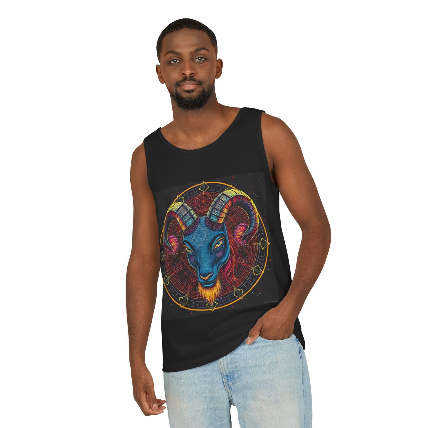 Unisex Garment-Dyed, Tank Top, Aries Design, Pop Art, 100% Ringspun US cotton