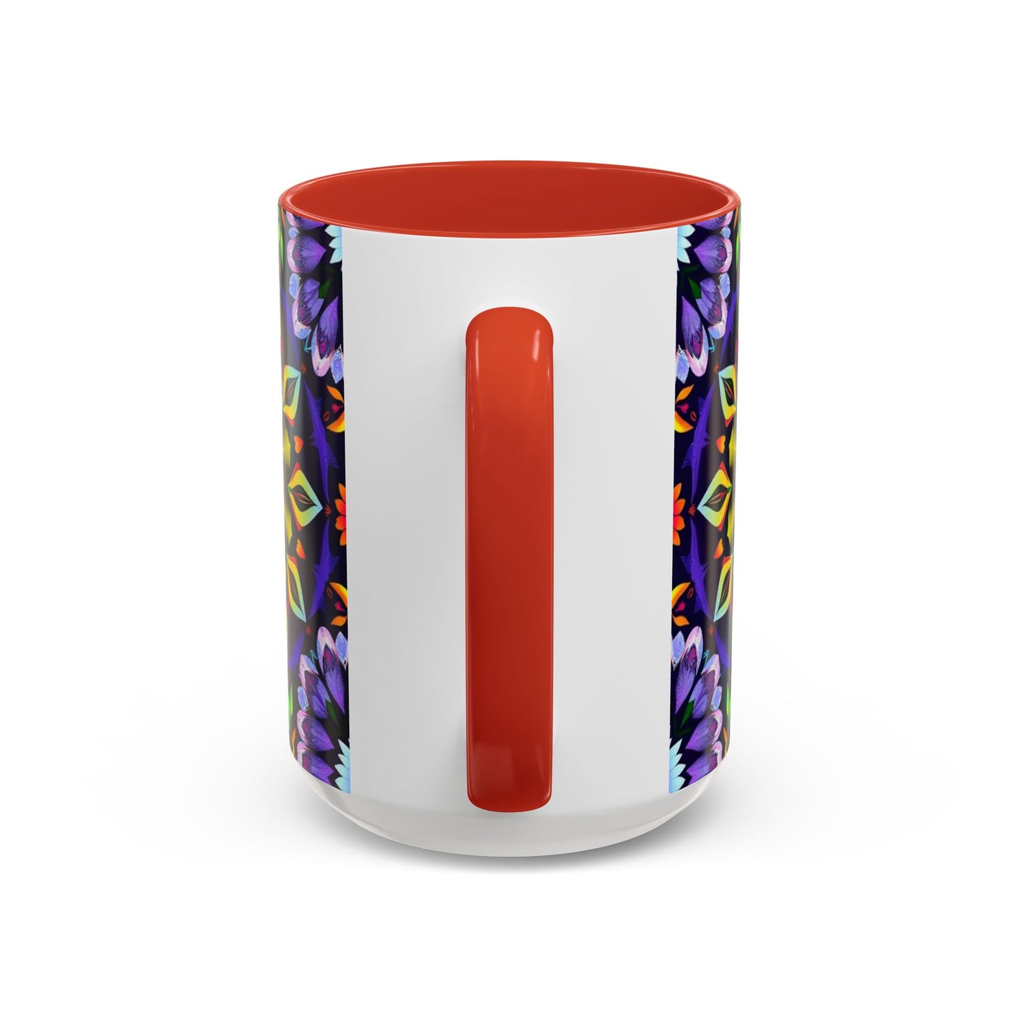 Accent Coffee Mug, Sagittarius, Zodiac v1. Flower Pattern, (11, 15oz)