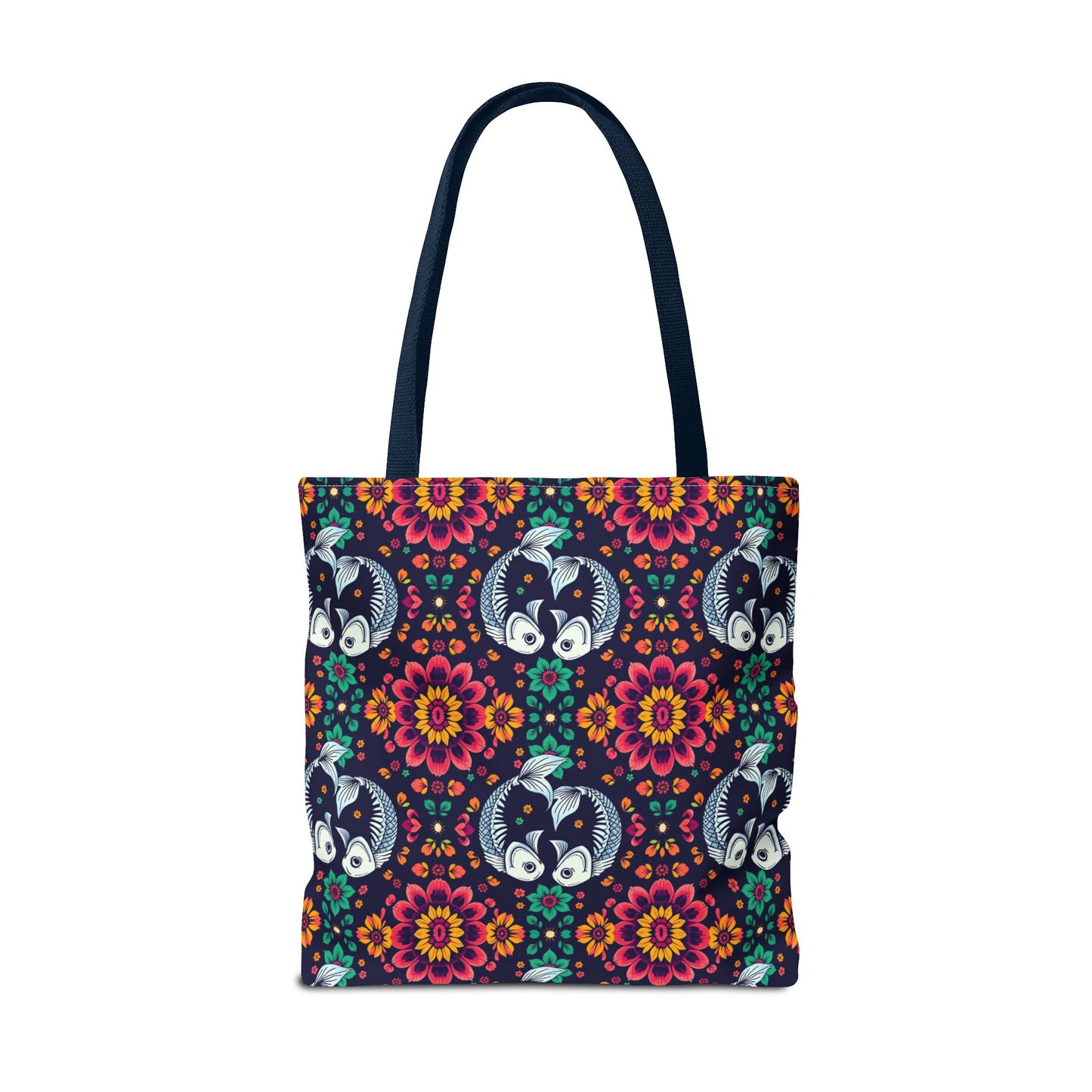 Tote Bag (AOP), Pisces, Zodiac v1, Flower Pattern