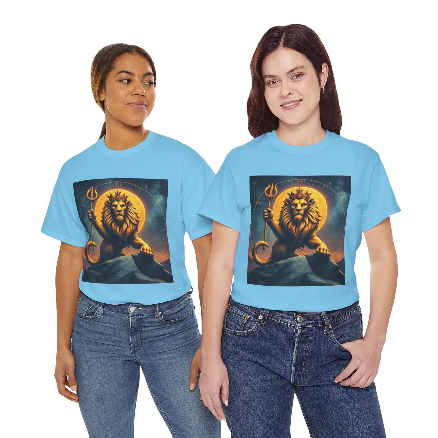 Unisex Heavy Cotton T-Shirt, King of Lions v2, Leo Zodiac Design