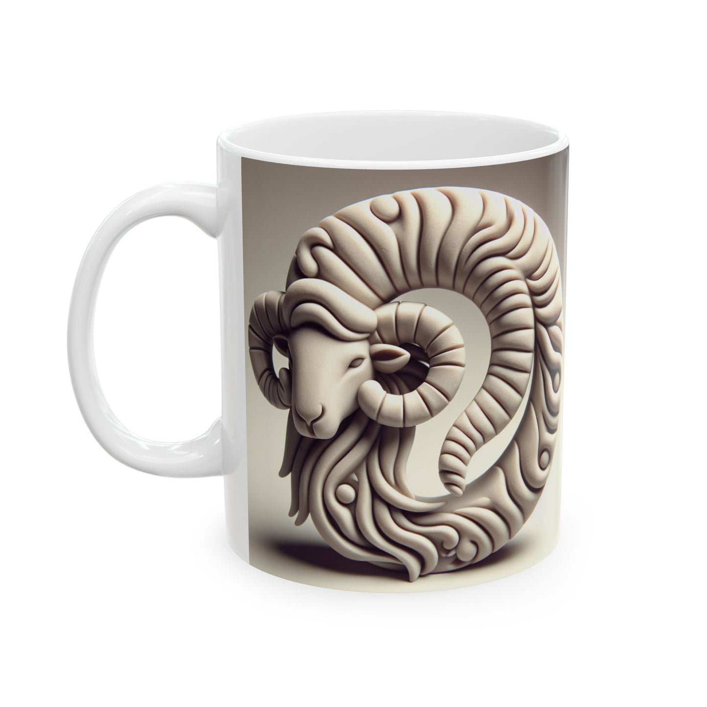 Ceramic Mug, (11oz, 15oz), Ceramic Coffee Mug, Stone Circle, Aries Zodiac Design