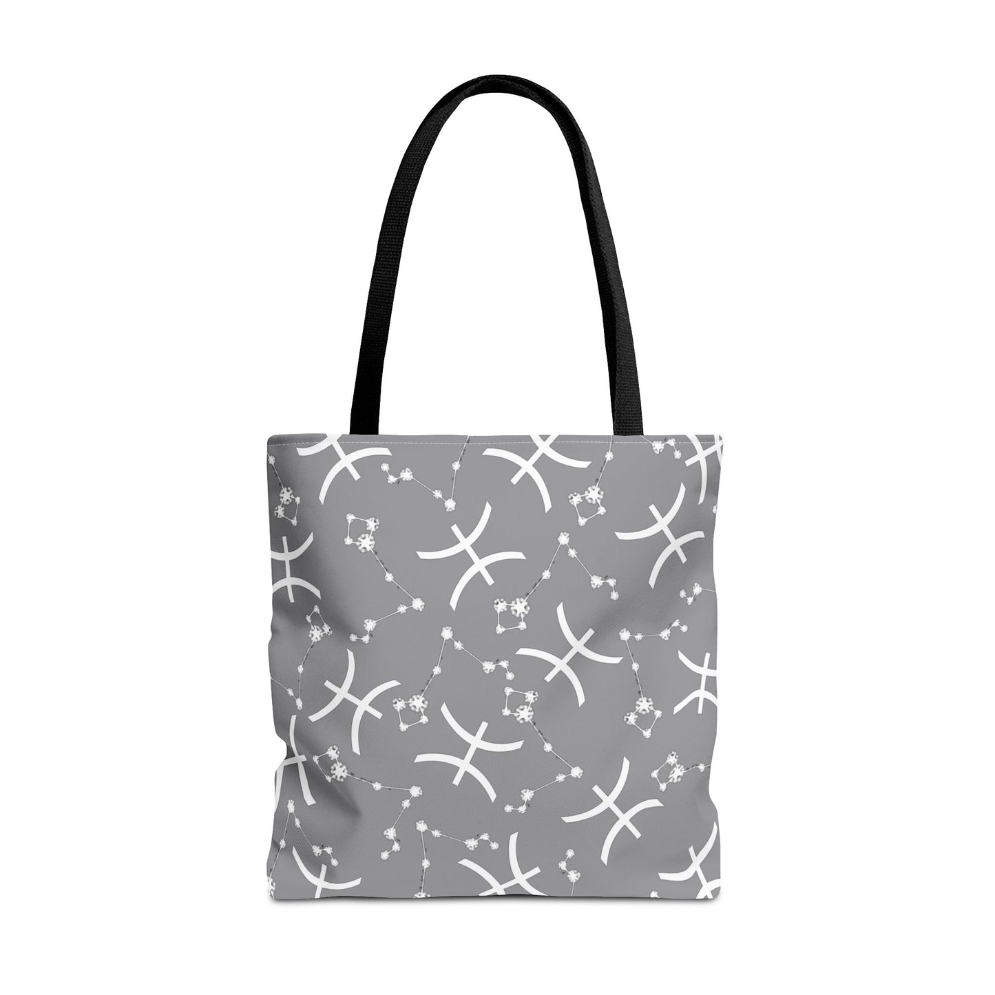 Tote Bag, Pisces Zodiac Sign, AOP, (Grey, White)