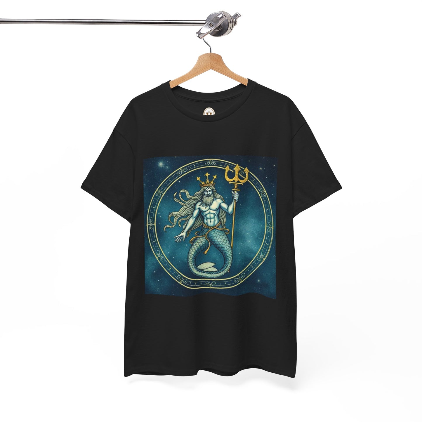 Unisex Heavy Cotton T-Shirt, Aquarius God 6v, Zodiac Design