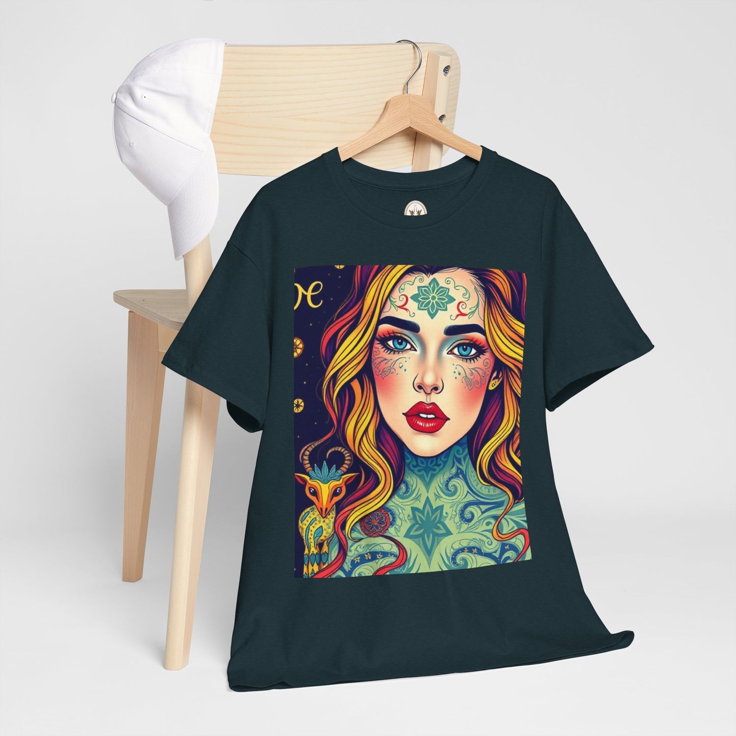 Unisex Heavy Cotton T-Shirt, Aquarius, Zodiac v2, Sexy Art