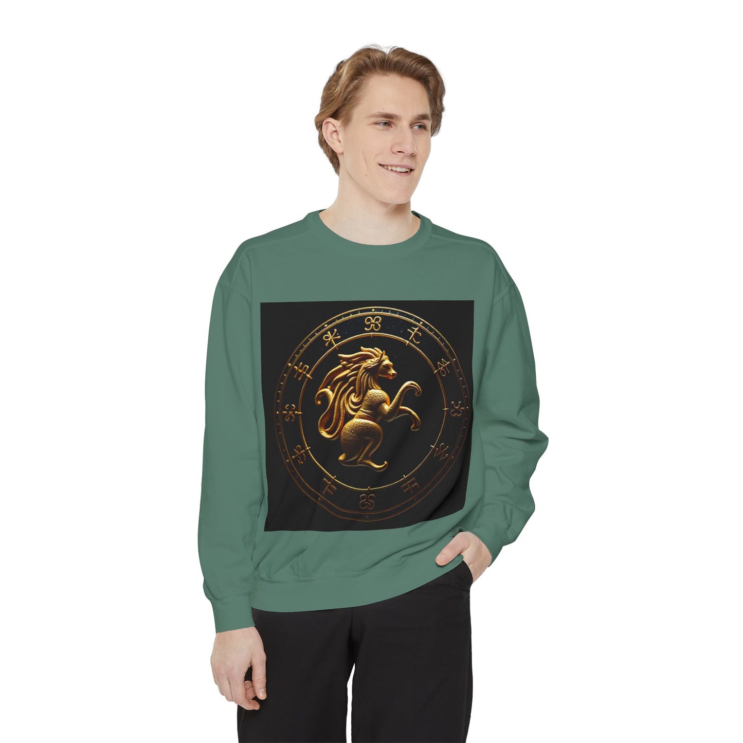 Garment-Dyed Sweatshirt, Unisex, Space Animal Design v1, Virgo