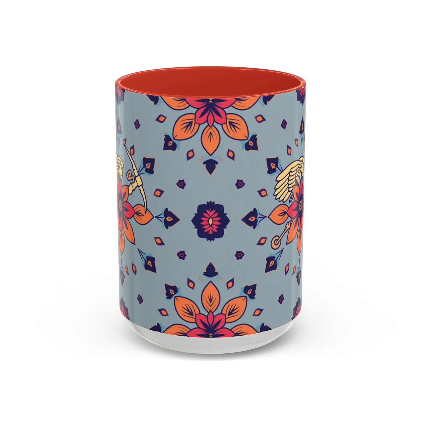 Accent Coffee Mug, Sagittarius, Zodiac v3. Flower Pattern, (11, 15oz)