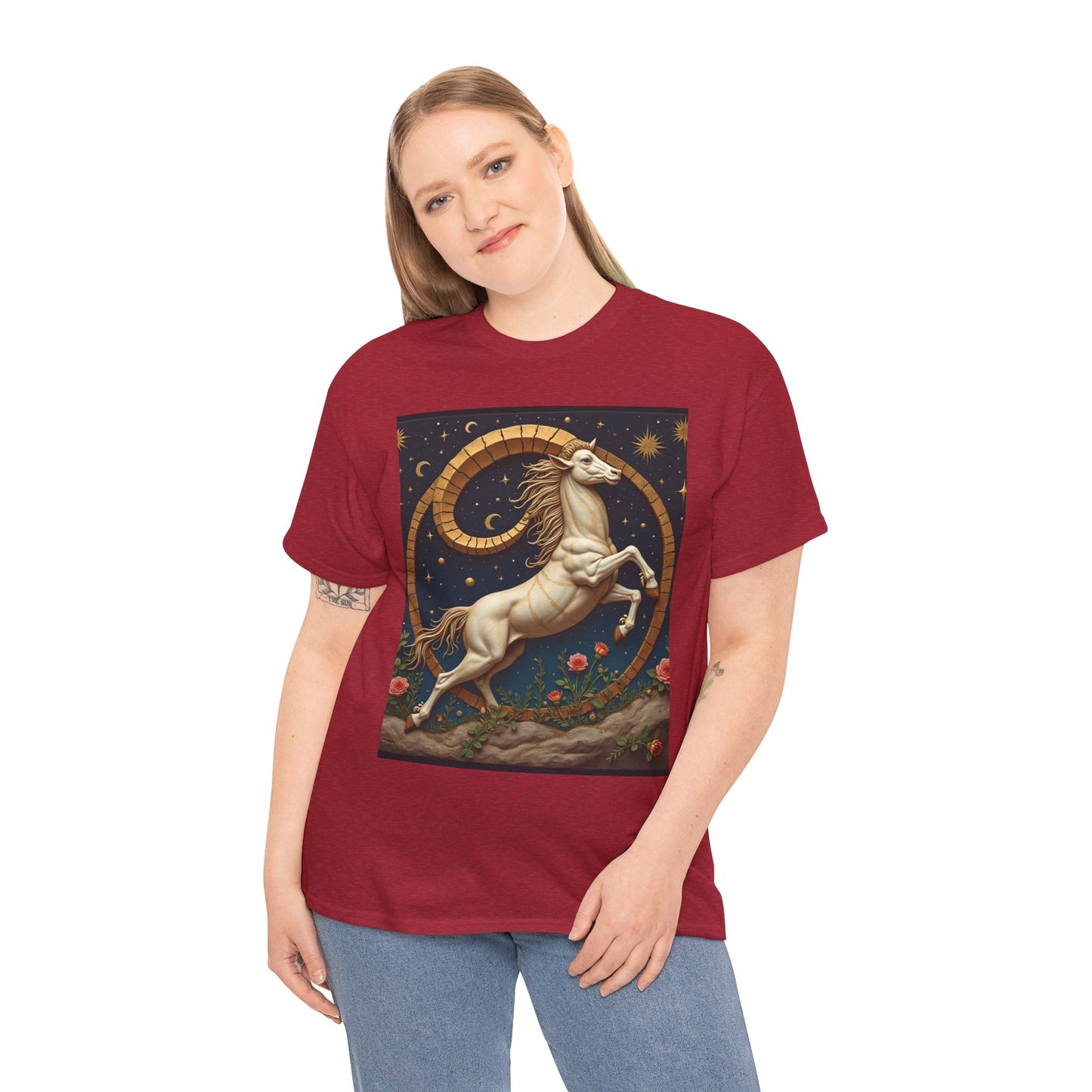 Unisex Heavy Cotton T-Shirt, Aries Animal. Zodiac Design