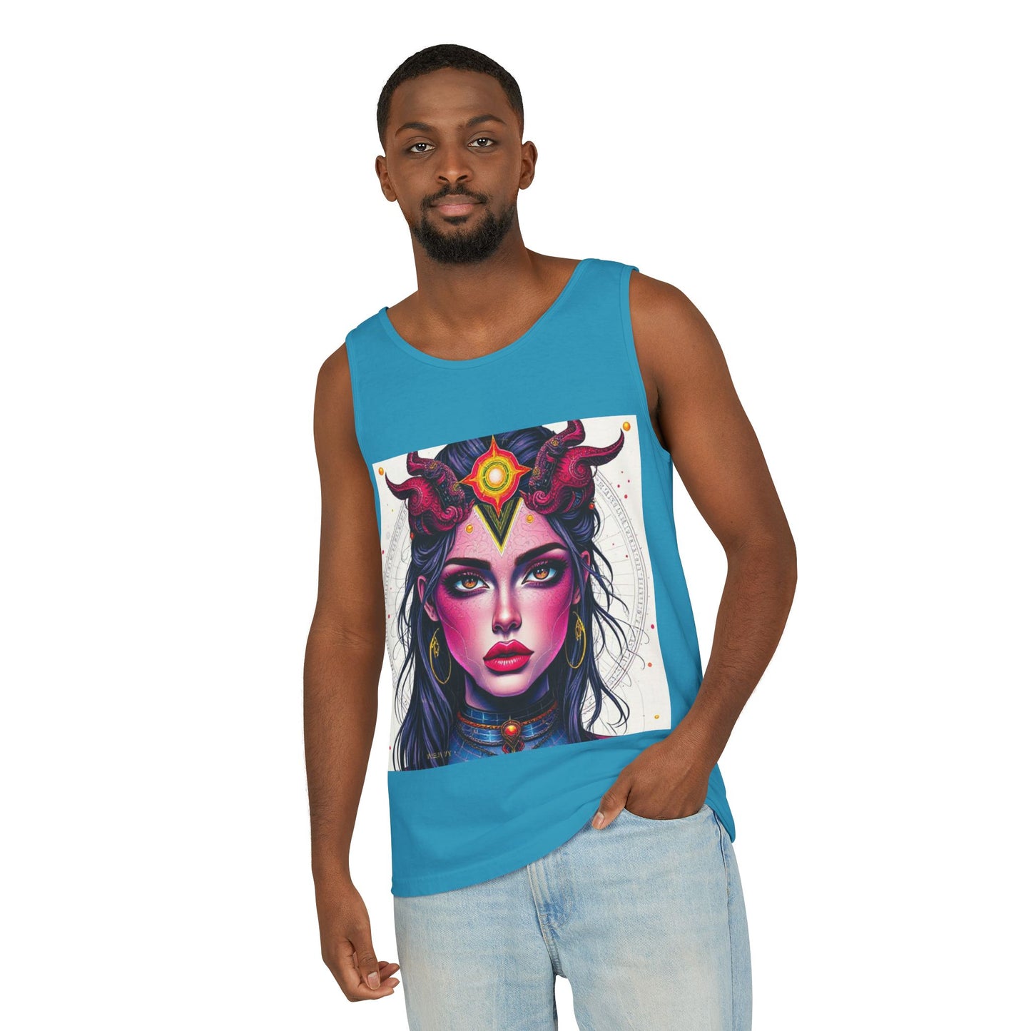 Unisex Garment-Dyed, Tank Top, Virgo Design, Pop Art, 100% US cotton