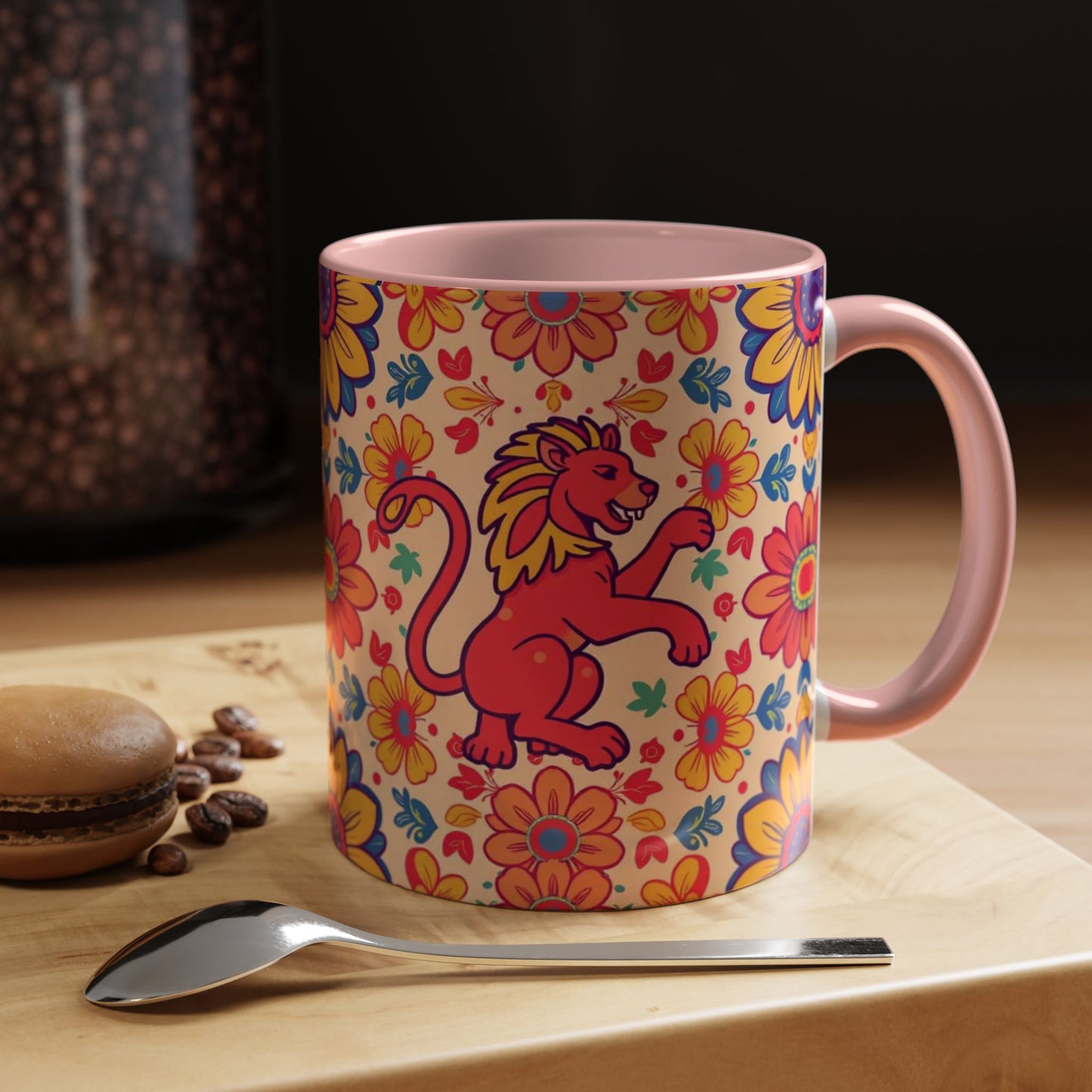 Accent Coffee Mug, Leo, Zodiac, Flower Pattern, (11, 15oz)
