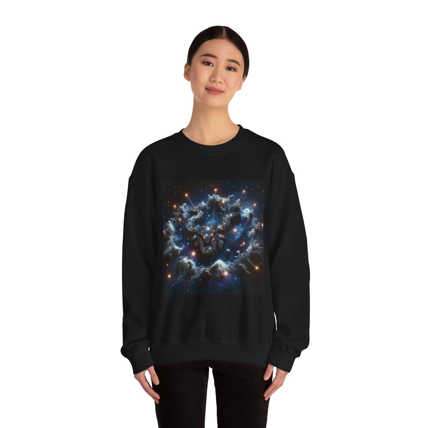 Unisex Heavy Blend™ Crewneck Sweatshirt, Space Bullhead, Taurus Zodiac Design
