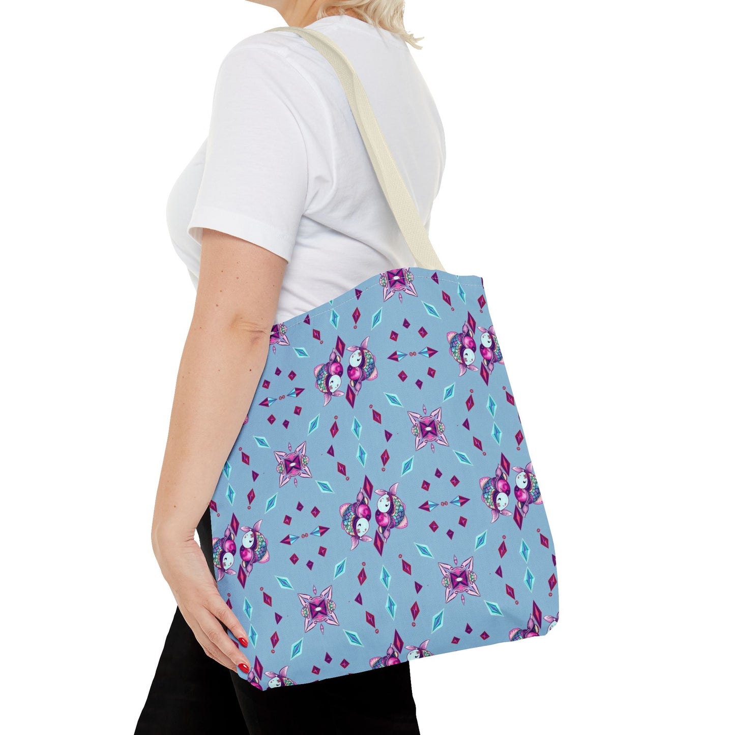 Tote Bag (AOP), Pisces, Zodiac v1, Jewel Pattern