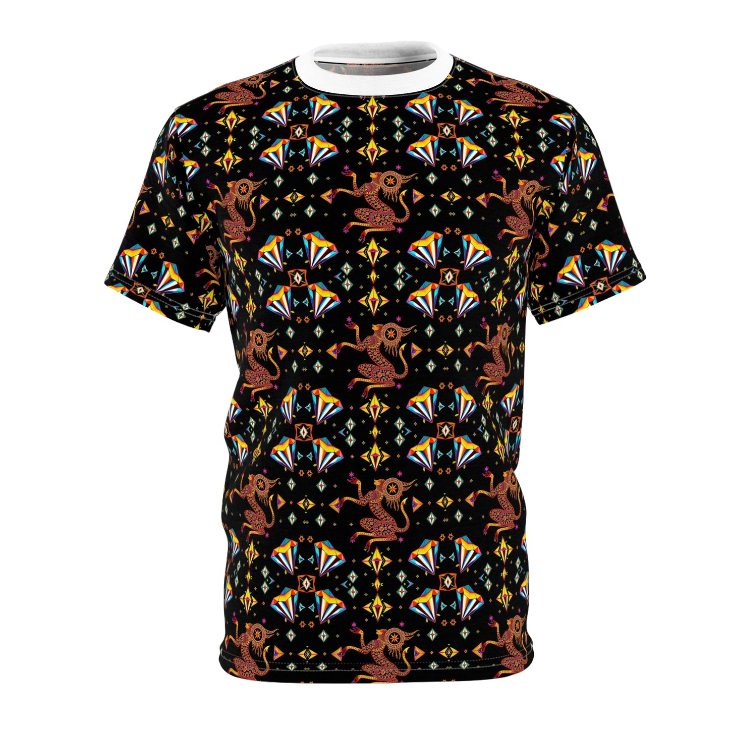 Unisex Cut & Sew T-Shirt, (AOP), Virgo, Zodiac v1, Jewels Pattern