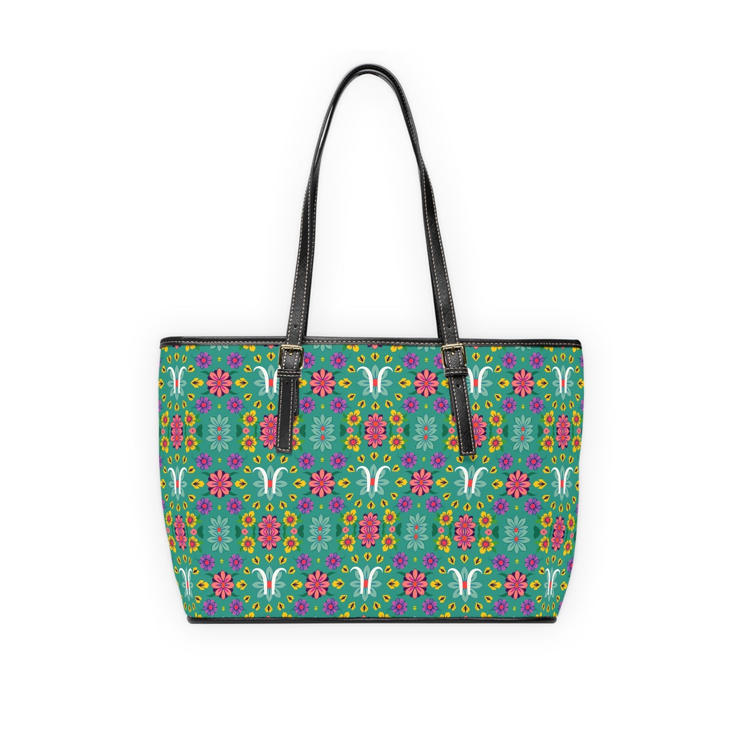 Leather Shoulder Bag, Aquarius, Zodiac v2, Flower Pattern