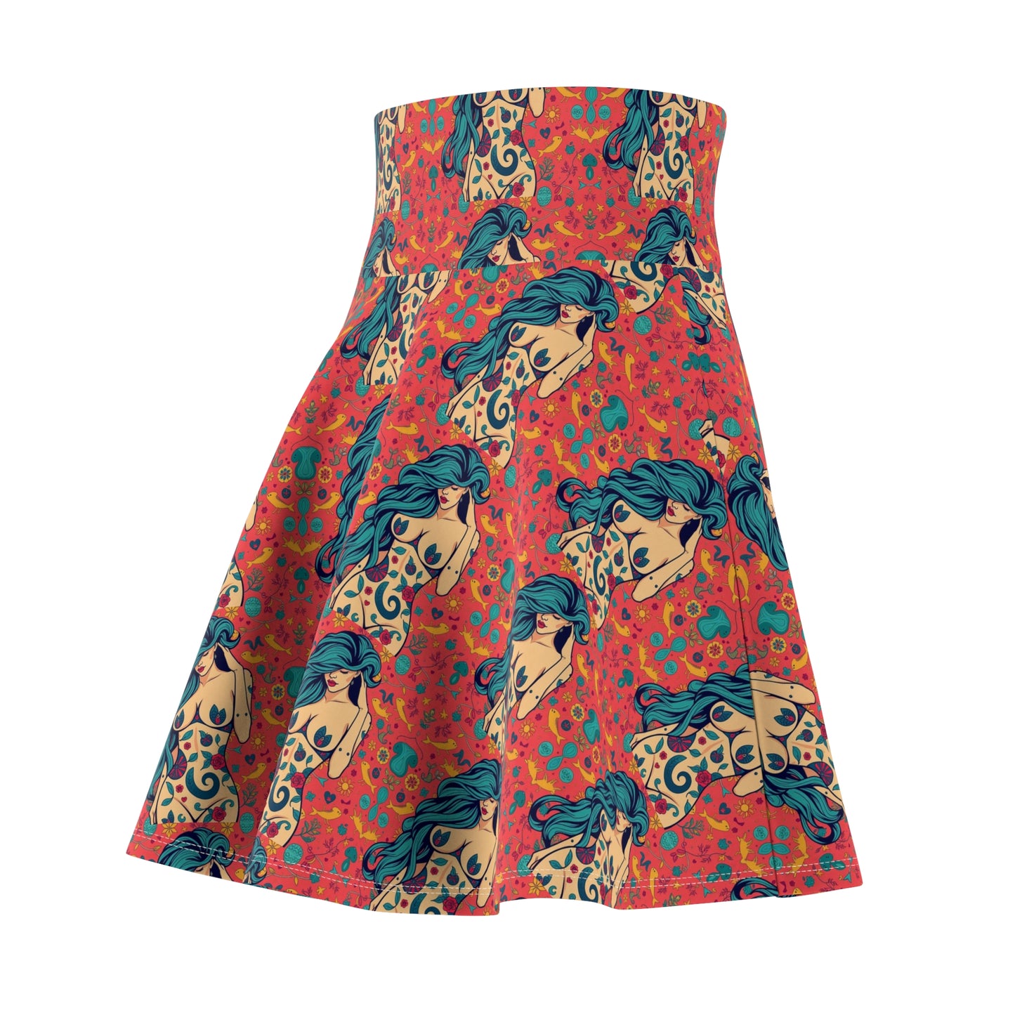 Women's Skater Skirt, (AOP), Aquarius, Zodiac v1, Sexy Pattern