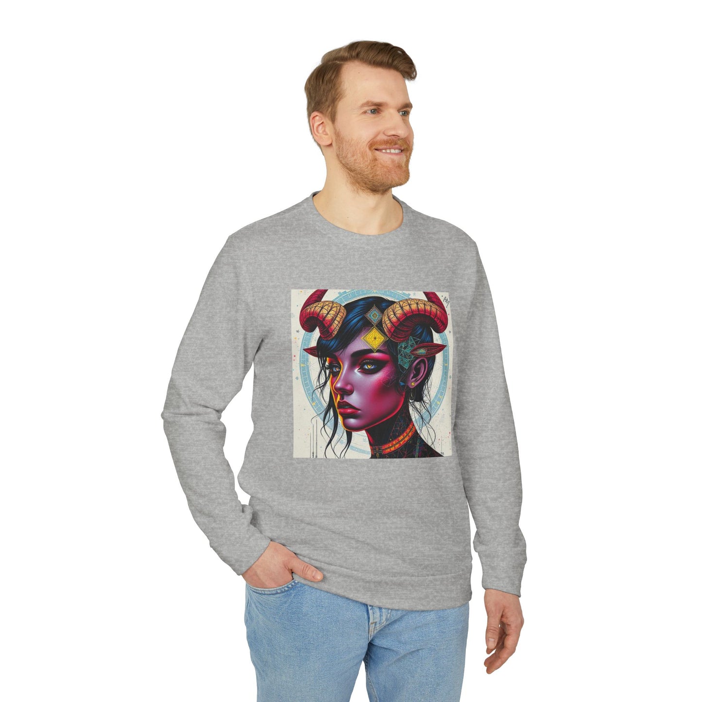 Adidas, Unisex Fleece Crewneck Sweatshirt, Taurus, Pop Art, Zodiac