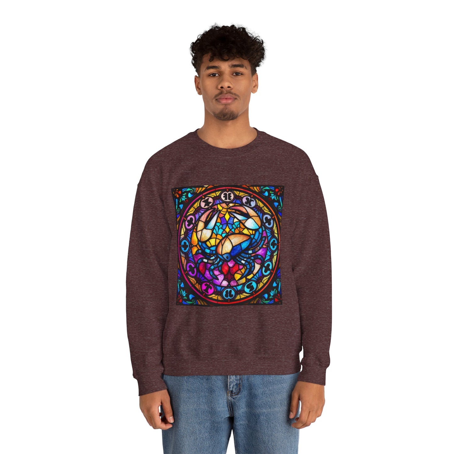 Unisex Heavy Blend™ Crewneck Sweatshirt, Glass, Cancer Zodiac Design