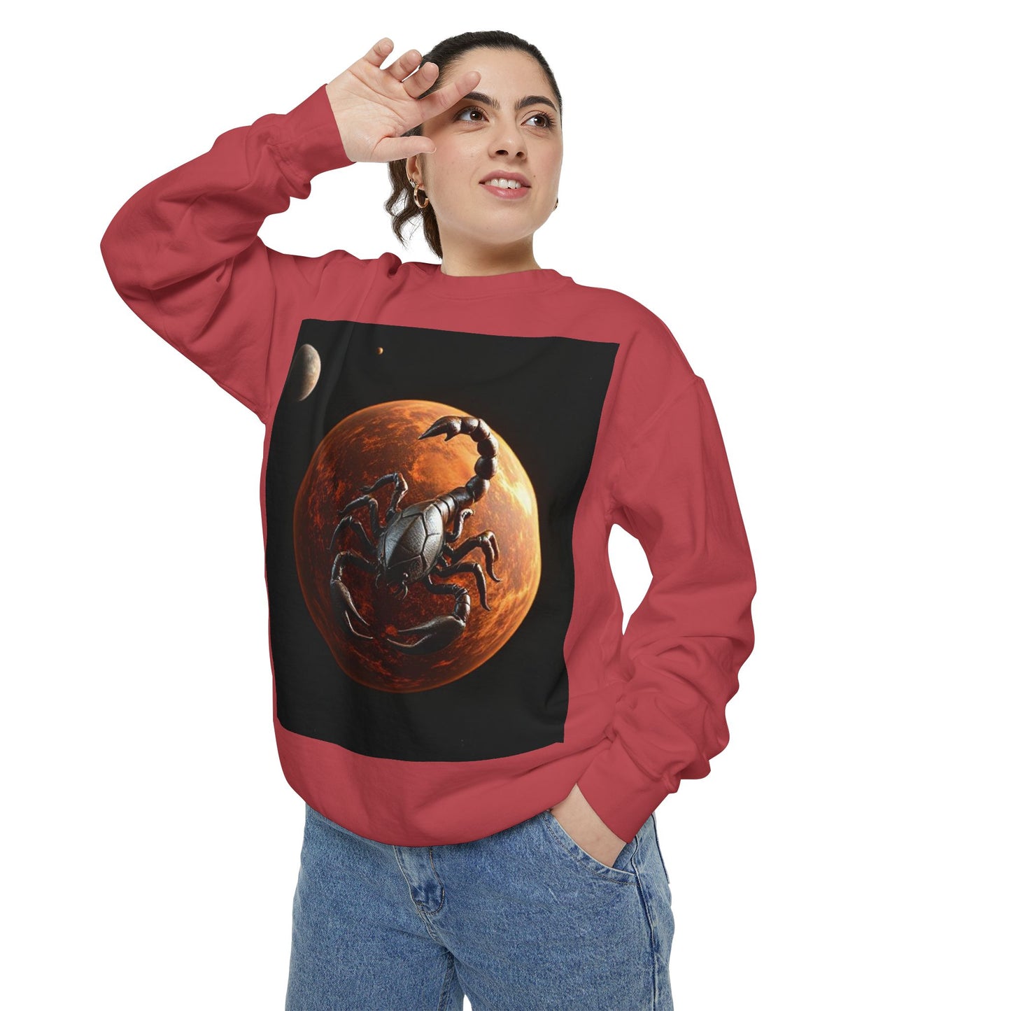 Garment-Dyed Sweatshirt, Unisex, Space Animal Design, Scorpio