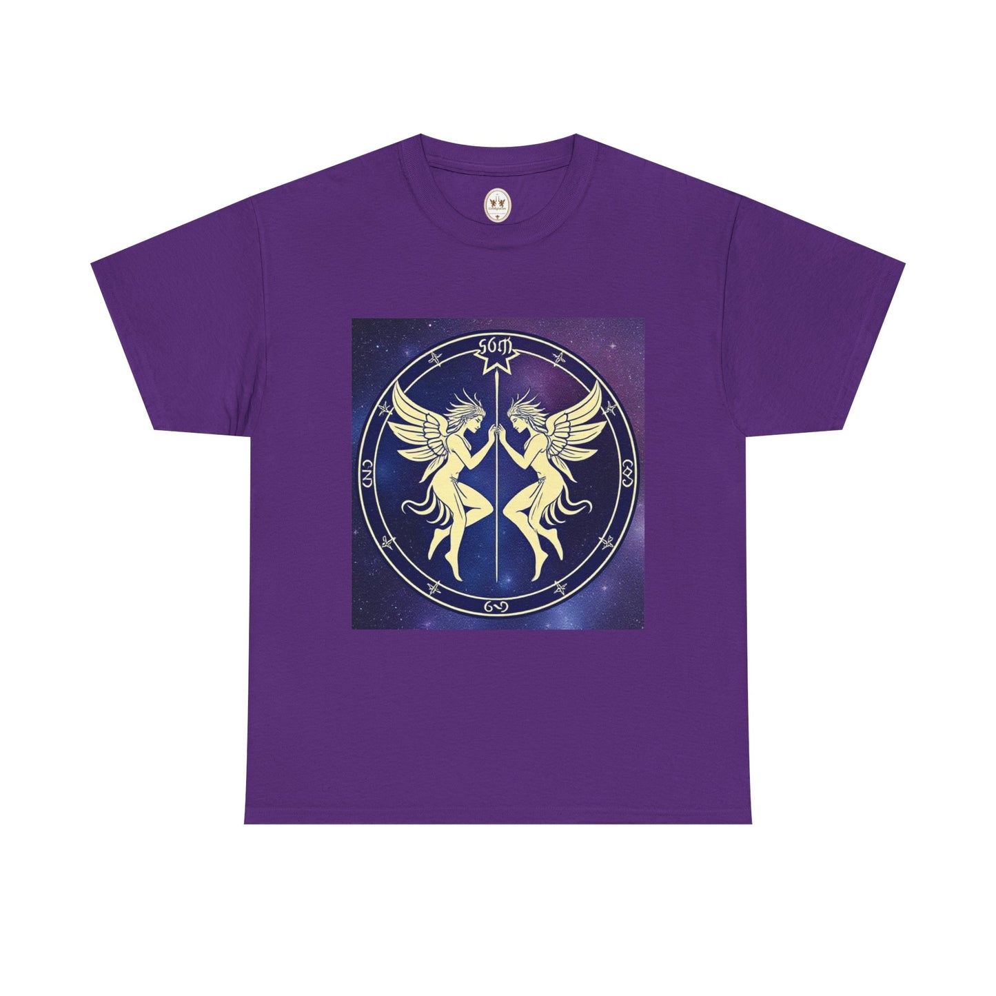 Unisex Heavy Cotton T-Shirt, Space Angel Twins v1, Gemini Zodiac Design