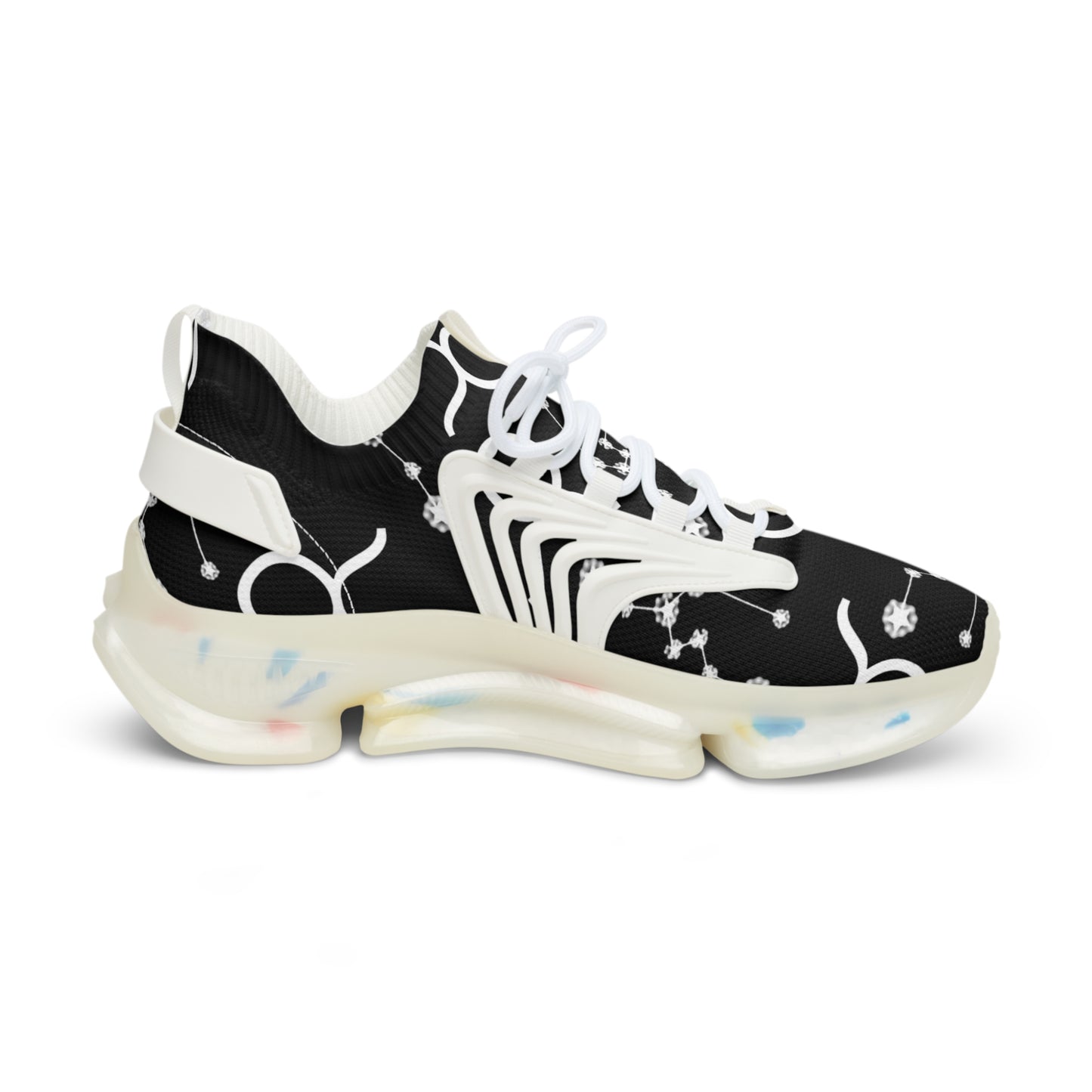 Men's Mesh Sneakers, Taurus Zodiac Sign, AOP, Black