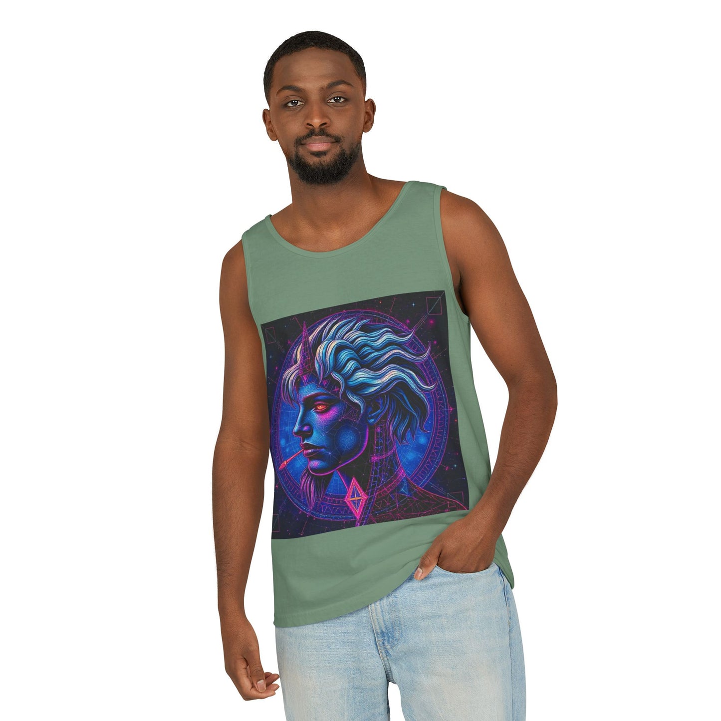 Unisex Garment-Dyed, Tank Top, Gemini, Pop Art v1, 100% US cotton
