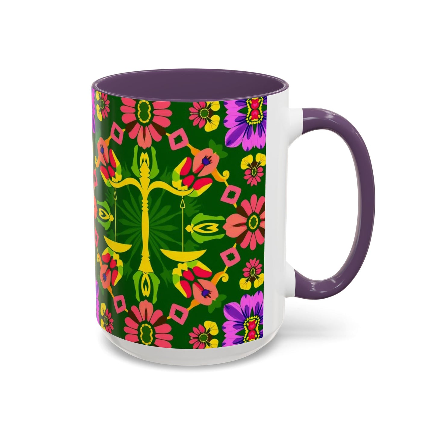 Accent Coffee Mug, Libra, Zodiac, Flower Pattern, (11, 15oz)