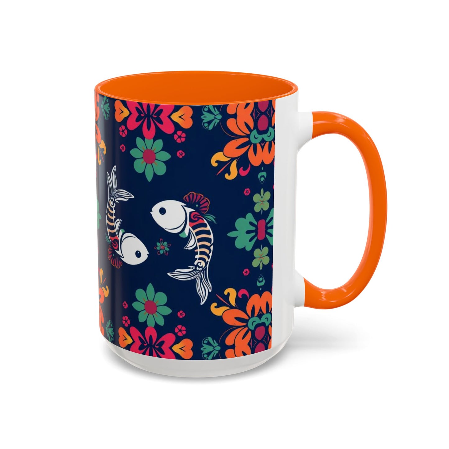 Accent Coffee Mug, Pisces, Zodiac. Flower Pattern, (11, 15oz)