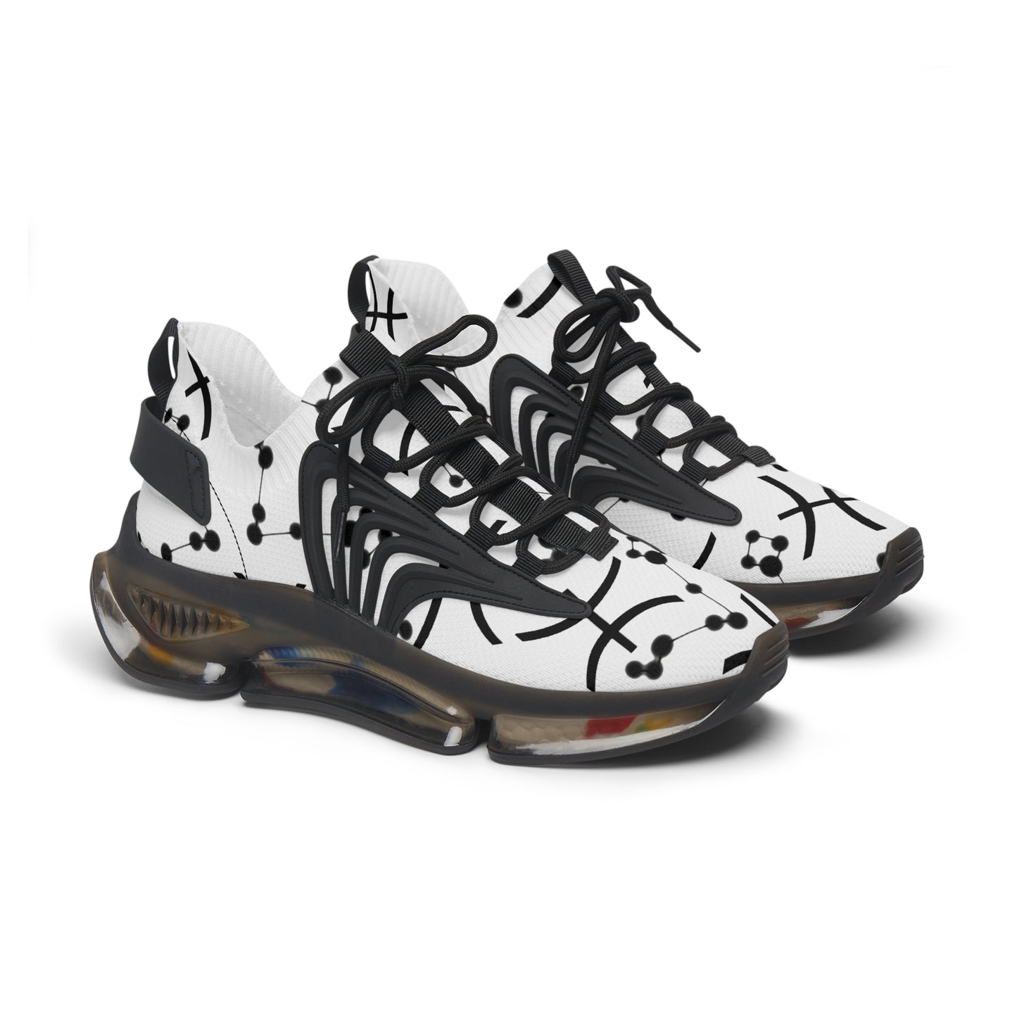 Women's Mesh Sneakers, Constellation & Symbol, Pisces Zodiac Sign, AOP