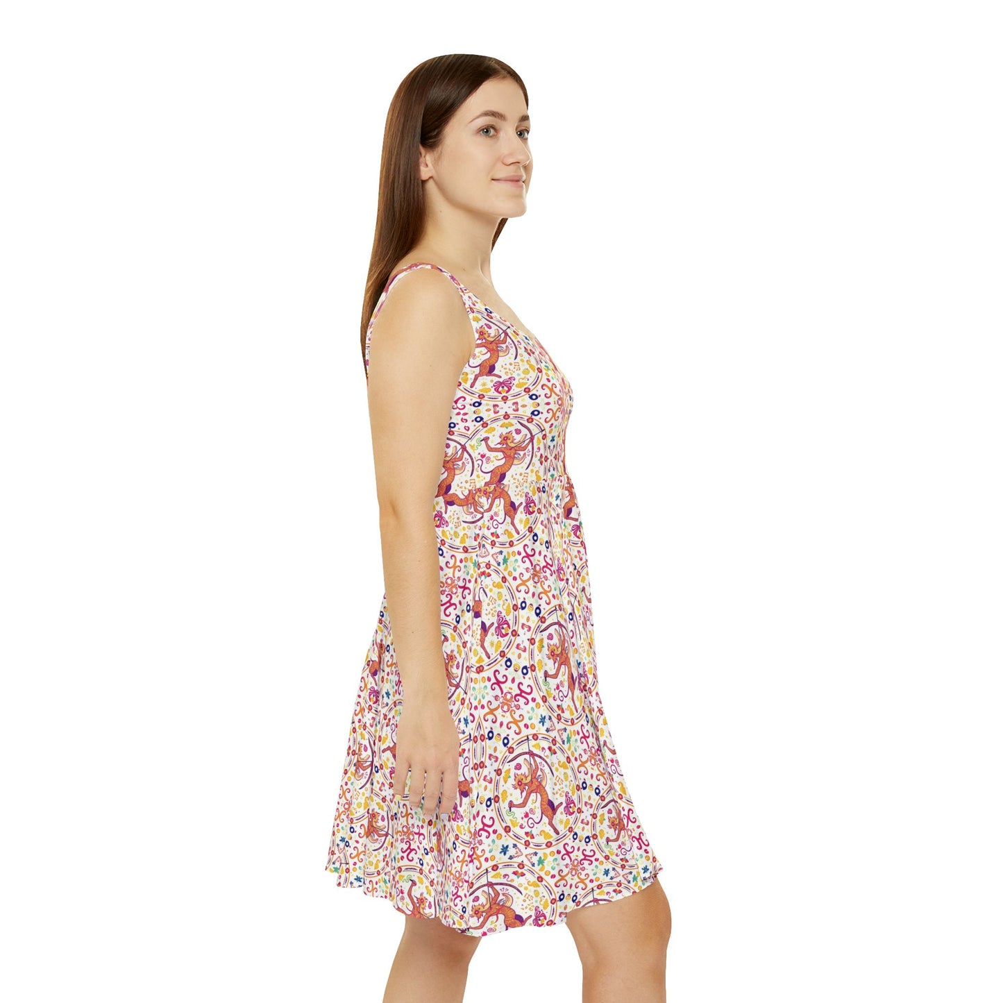 Women's Skater Dress, AOP, Zodiac v1, Sagittarius, Pattern