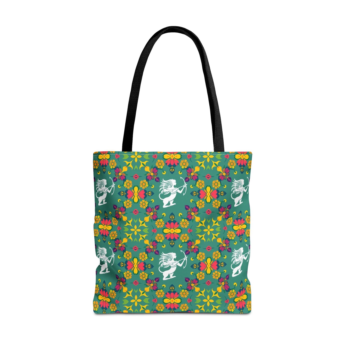 Tote Bag, (AOP), Sagittarius, Zodiac v6, Flower Pattern