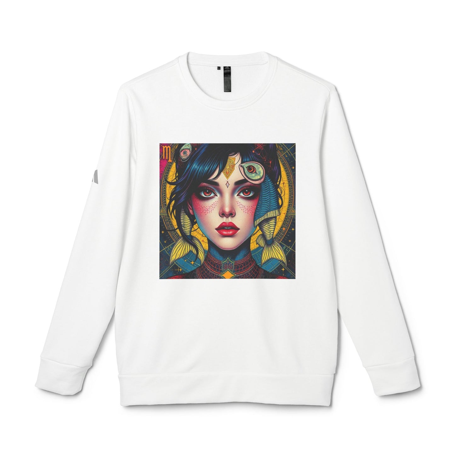 Adidas, Unisex Fleece Crewneck Sweatshirt, Pisces, Pop Art v1, Zodiac