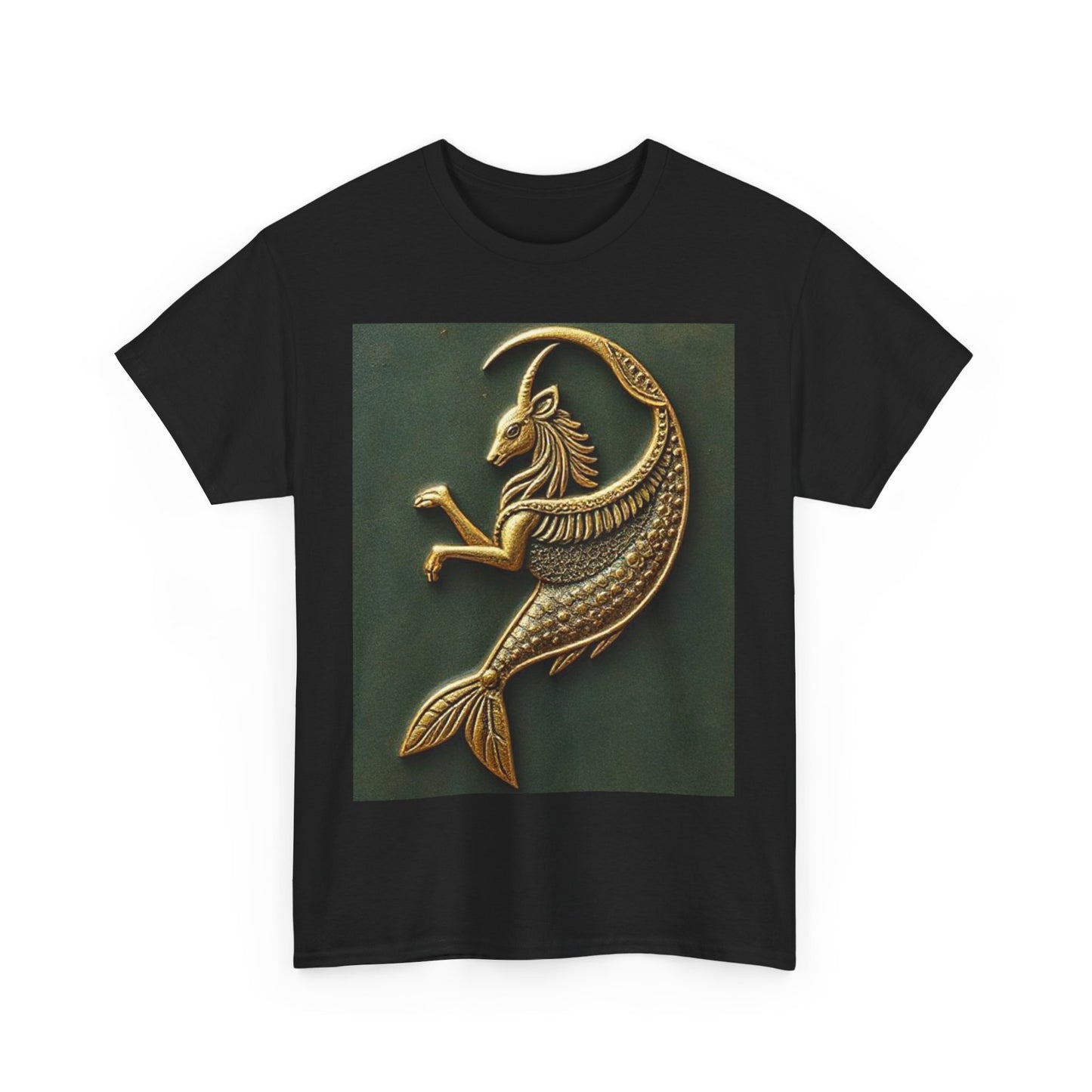 Unisex Heavy Cotton T-Shirt, Capricorn Animal v1, Symbol, Zodiac Design