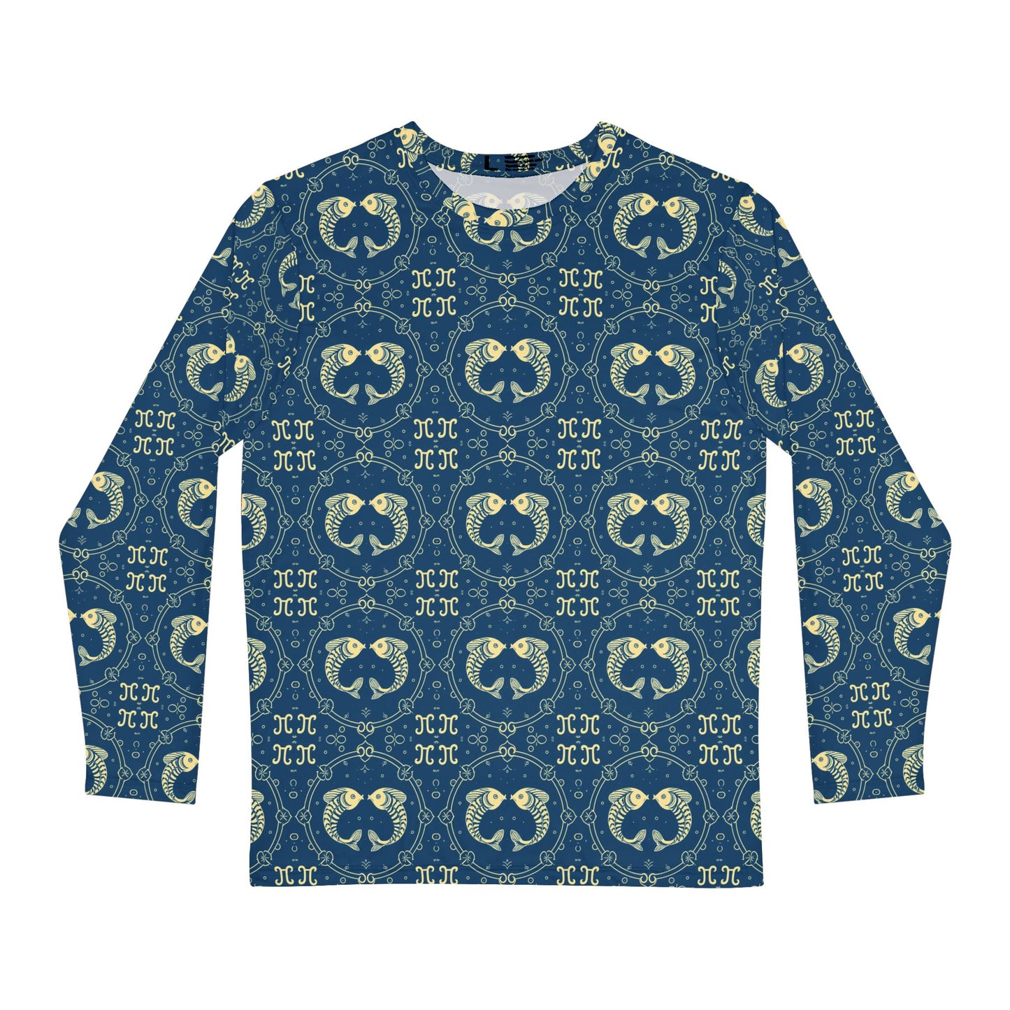 Men's Long Sleeve Shirt, (AOP), Pisces, Zodiac v4, Pattern