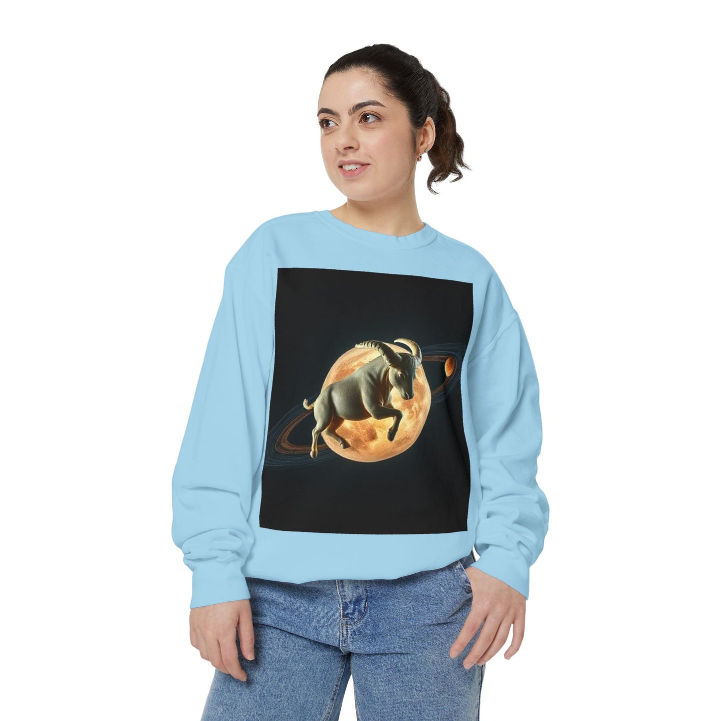 Garment-Dyed Sweatshirt, Unisex, Space Animal Design v1, Taurus