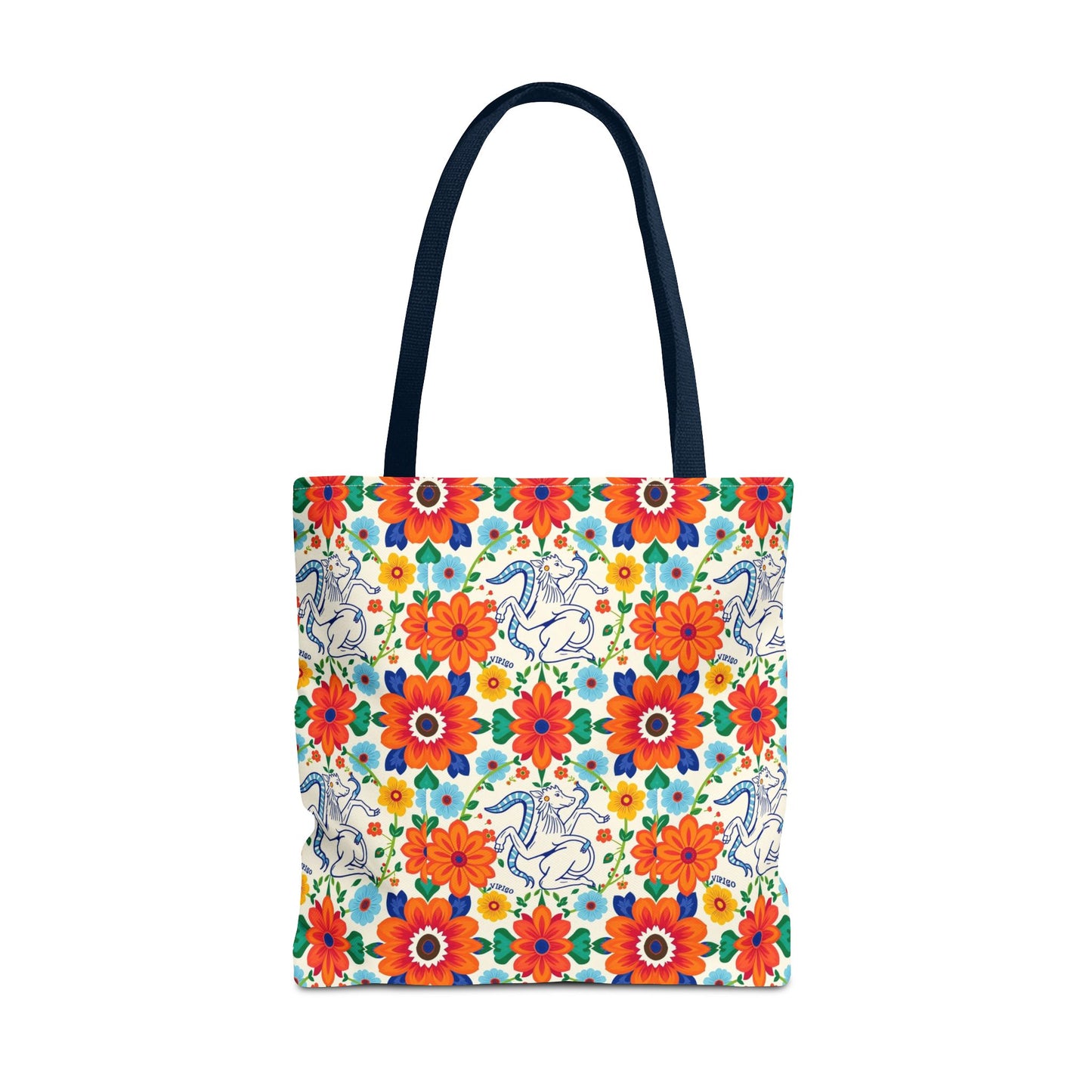 Tote Bag (AOP), Virgo, Zodiac v1, Flower Pattern