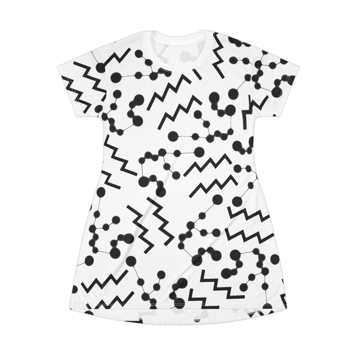 T-Shirt Dress (AOP), 100% Polyester, White thread color, Aquarius Zodiac design