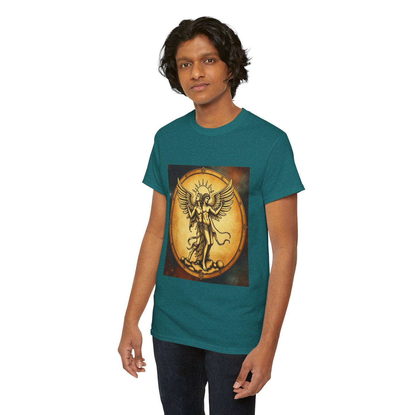Unisex Heavy Cotton T-Shirt, Angel Twin, Gemini Zodiac Design