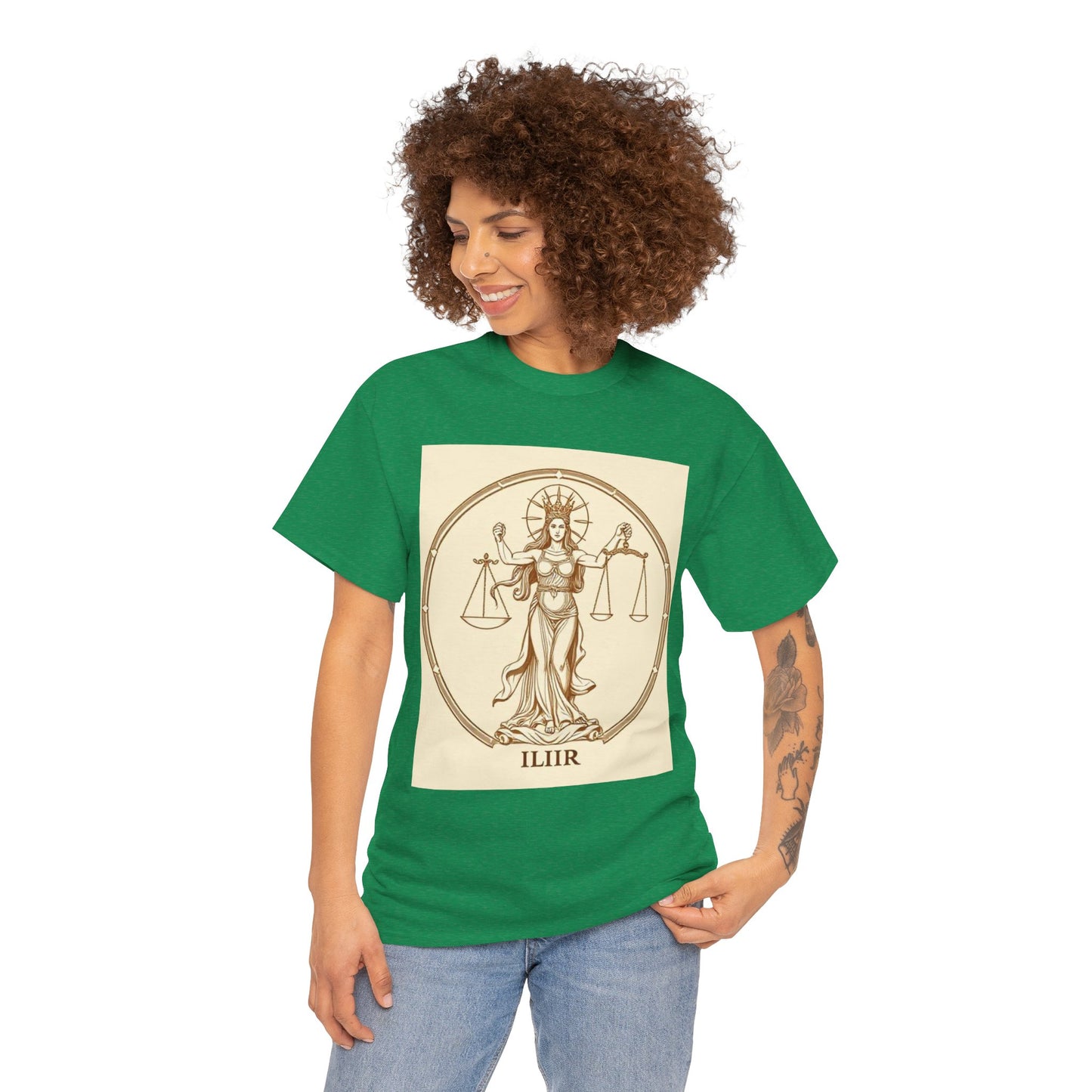 Unisex Heavy Cotton T-Shirt, Libra Goddess, Zodiac Design